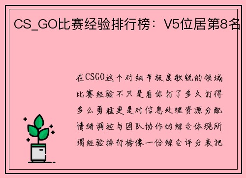 CS_GO比赛经验排行榜：V5位居第8名